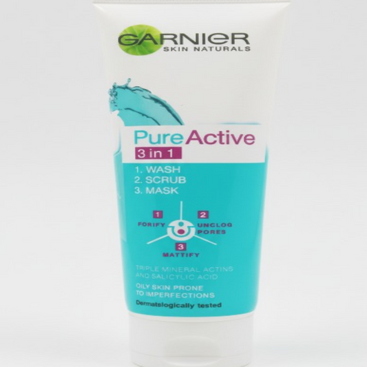 Garnier 3 In 1 Pure Active Face Wash – 100ml Liquid Cleanser For All Skin Types, Deep Cleansing And Refreshing Skincare